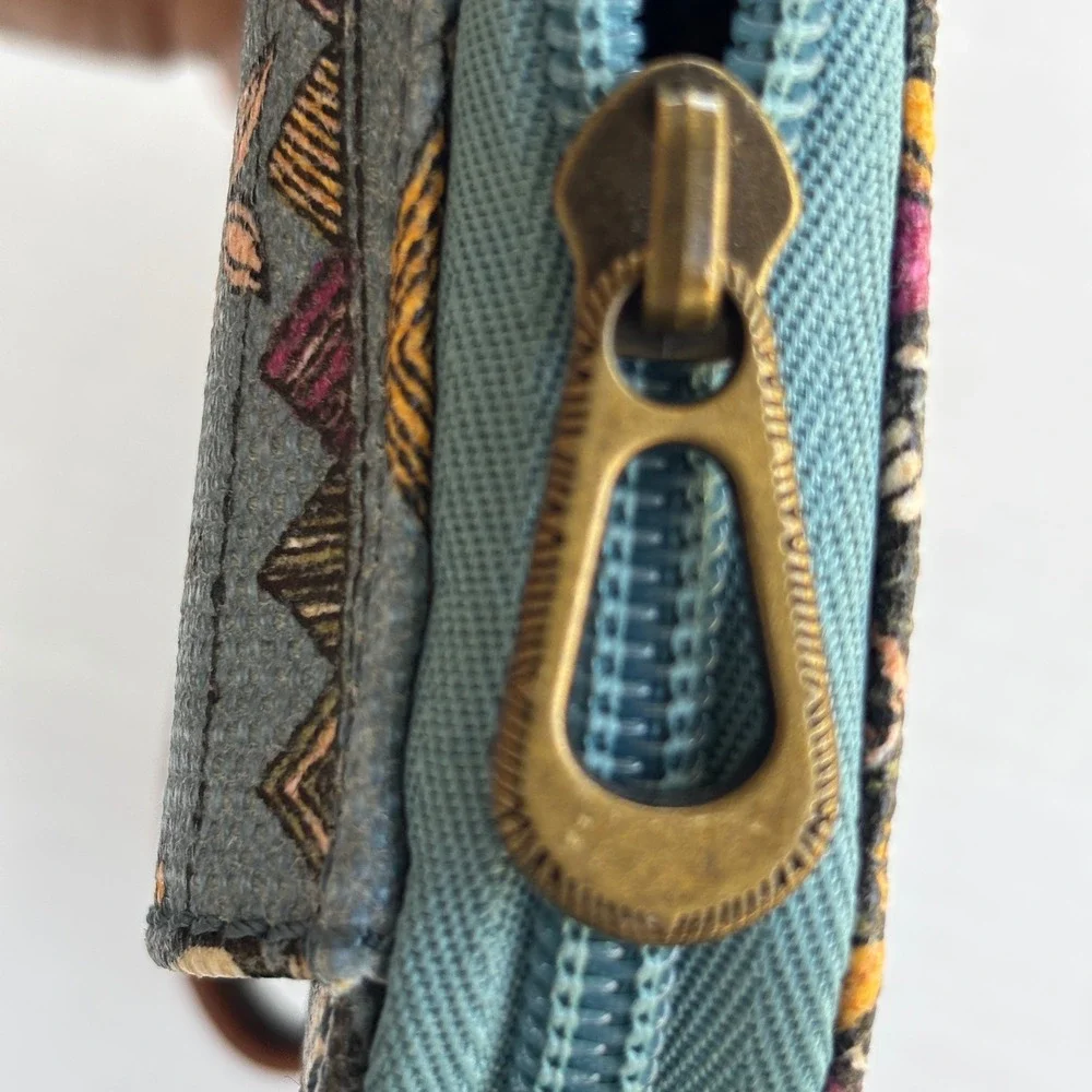 Sakroots Artist Circle Spirit Desert Owl Floral Wristlet Wallet Blue‎ Canvas
